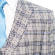 Light Gray Plaid 3-Piece Tailored-fit Suit