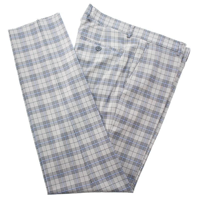 Light Gray Plaid 3-Piece Tailored-fit Suit