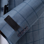 Slate Blue Windowpane 3-Piece Tailored-Fit Suit