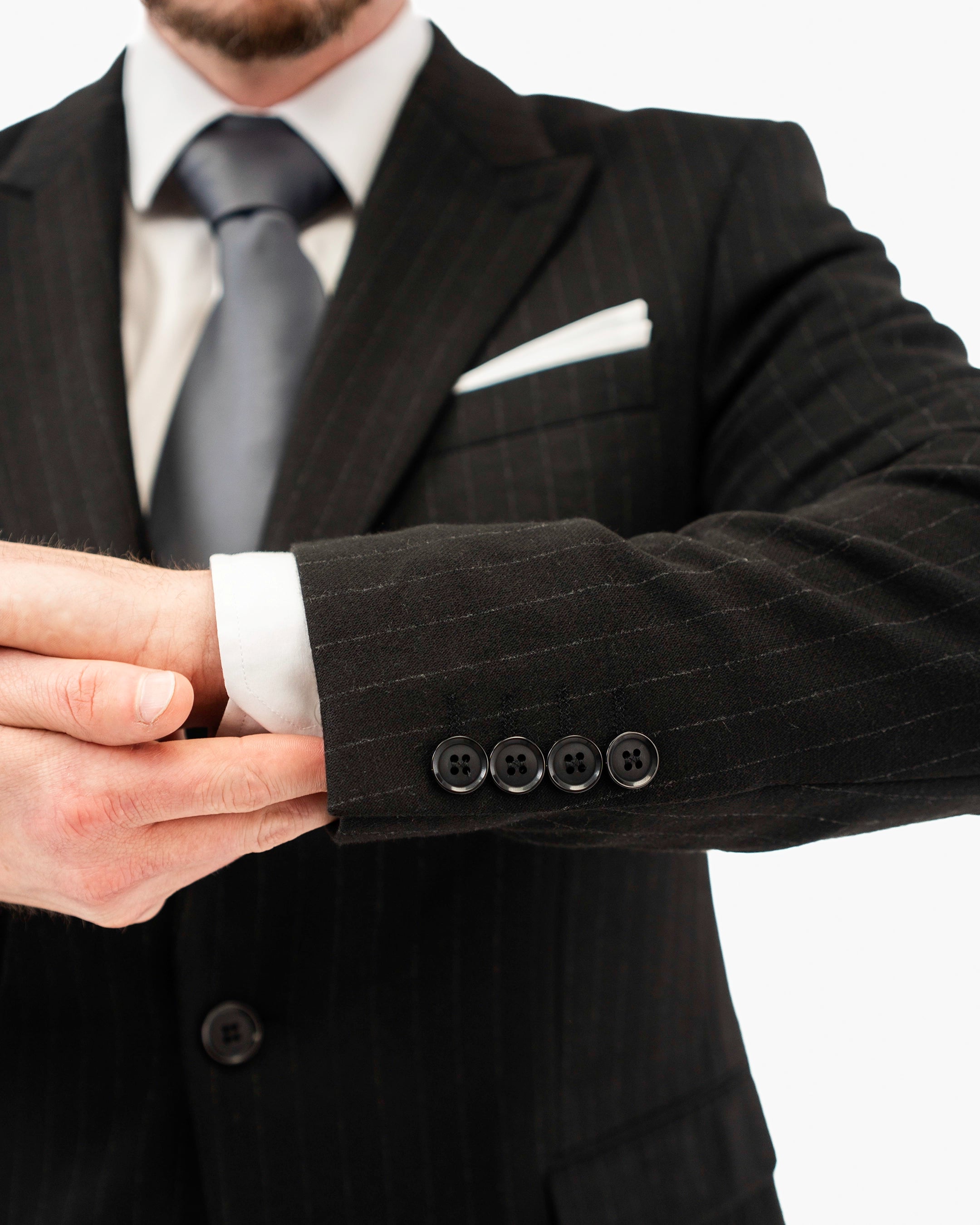 Black Pinstripe 3-Piece Tailored-Fit Suit