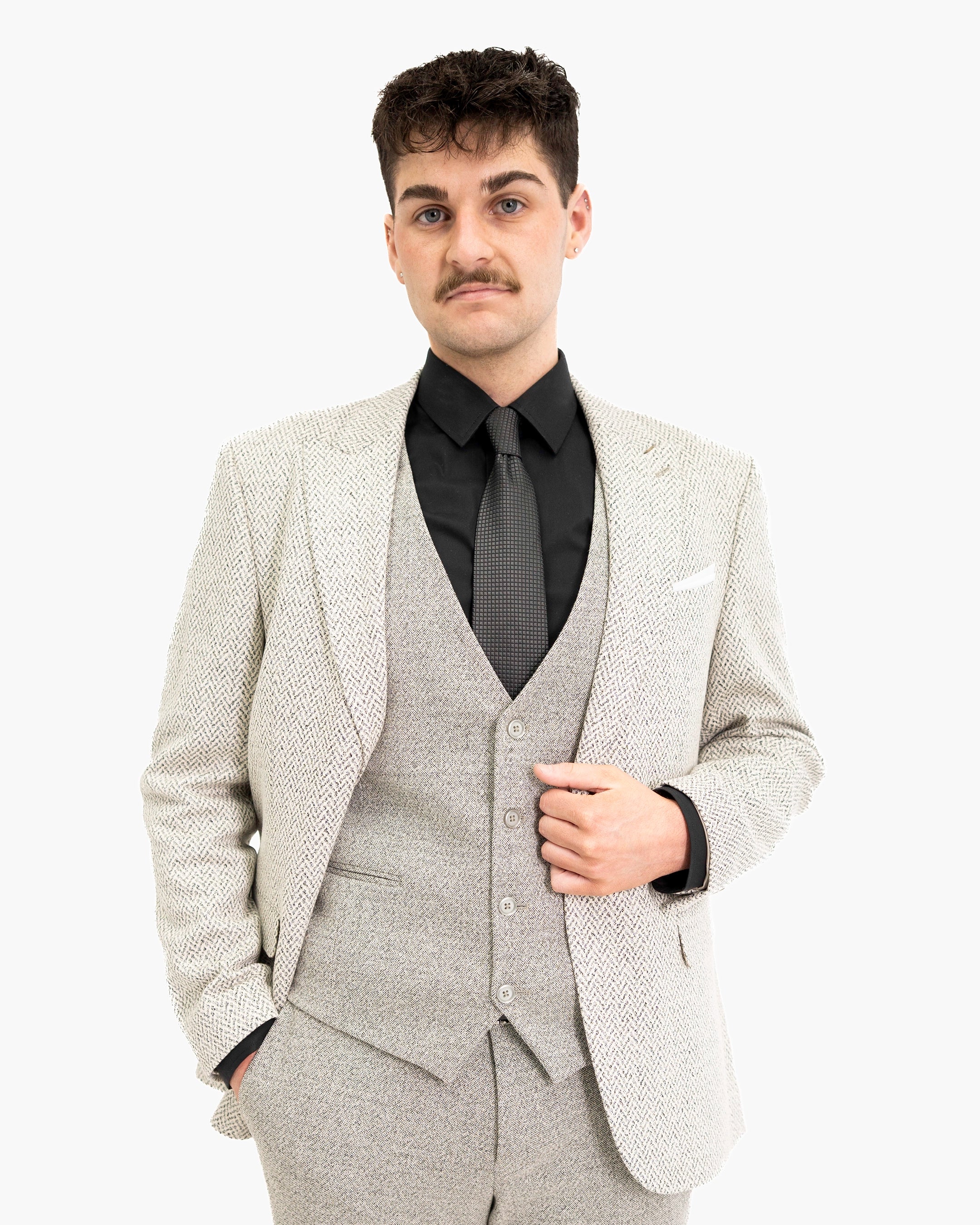 Knit Wool 3-Piece Tailored-Fit Suit