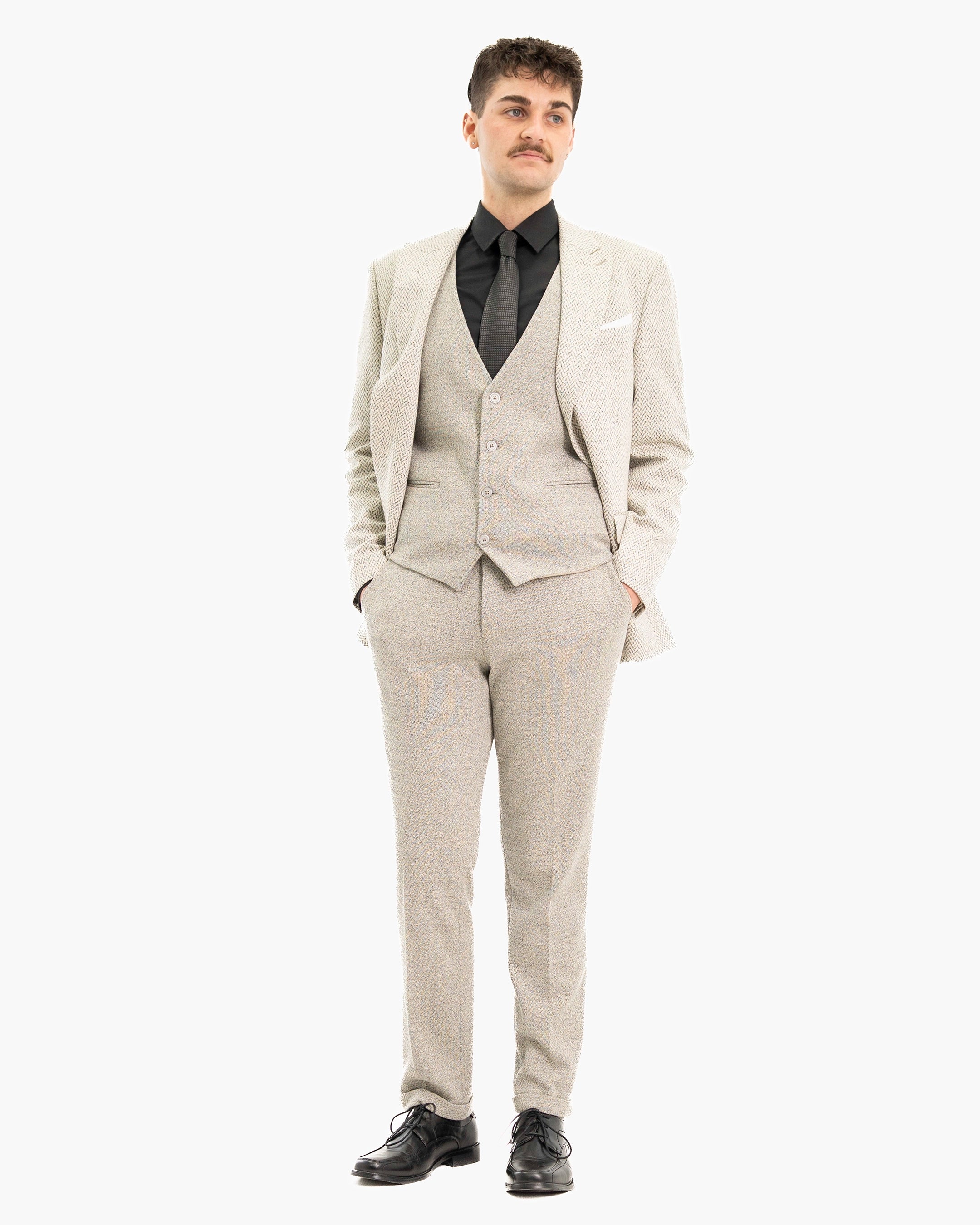 Knit Wool 3-Piece Tailored-Fit Suit