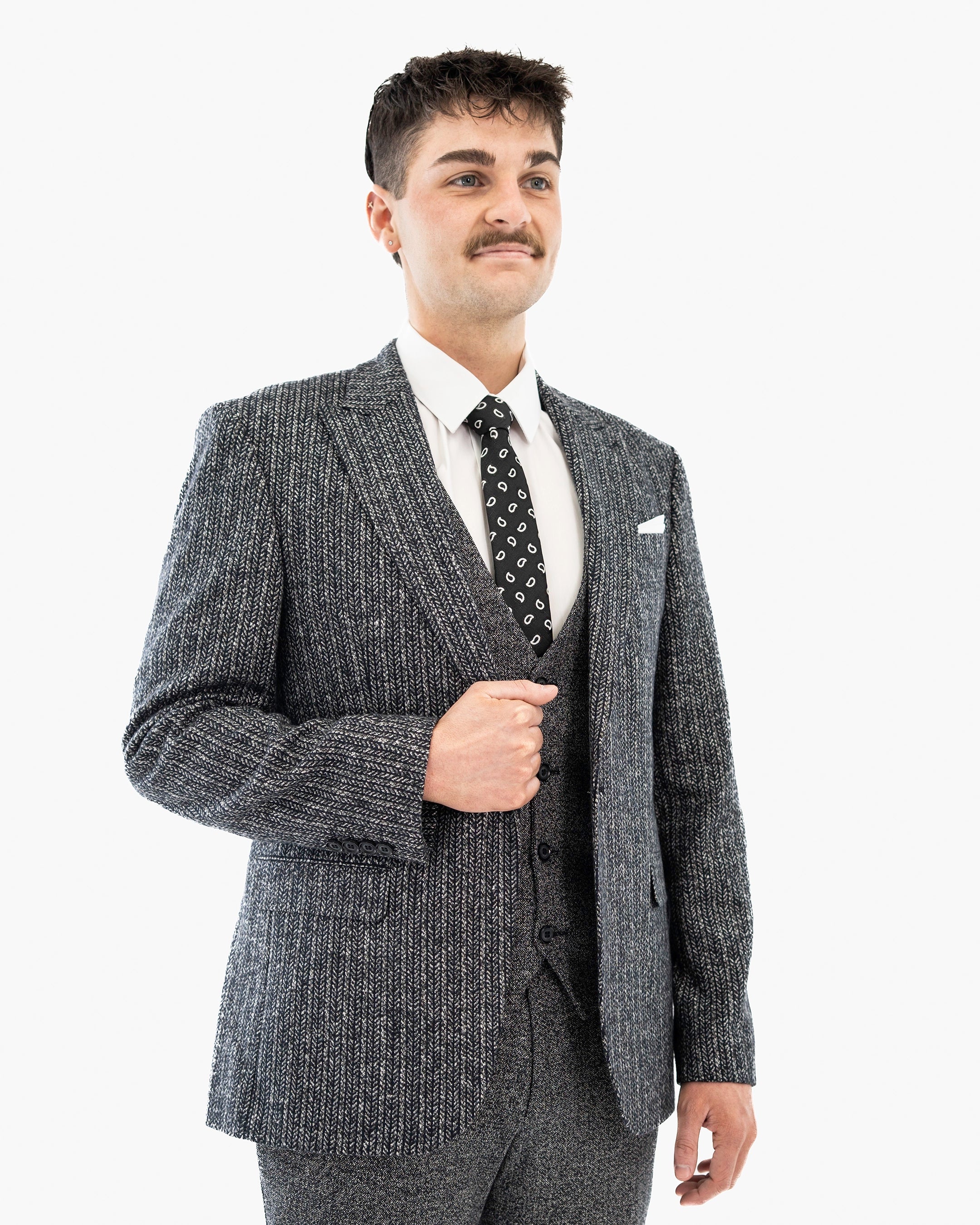 Knit Wool 3-Piece Tailored-Fit Suit