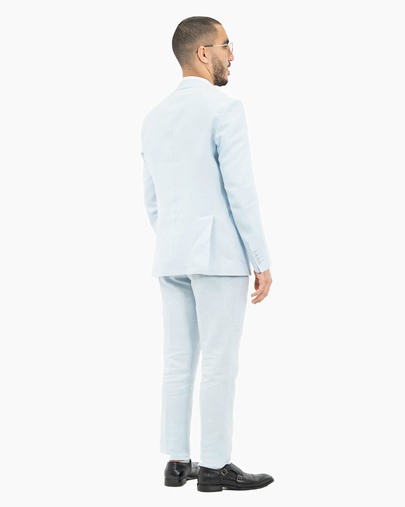 Angelo | Sky Blue 2-Piece Tailored-Fit Linen Suit