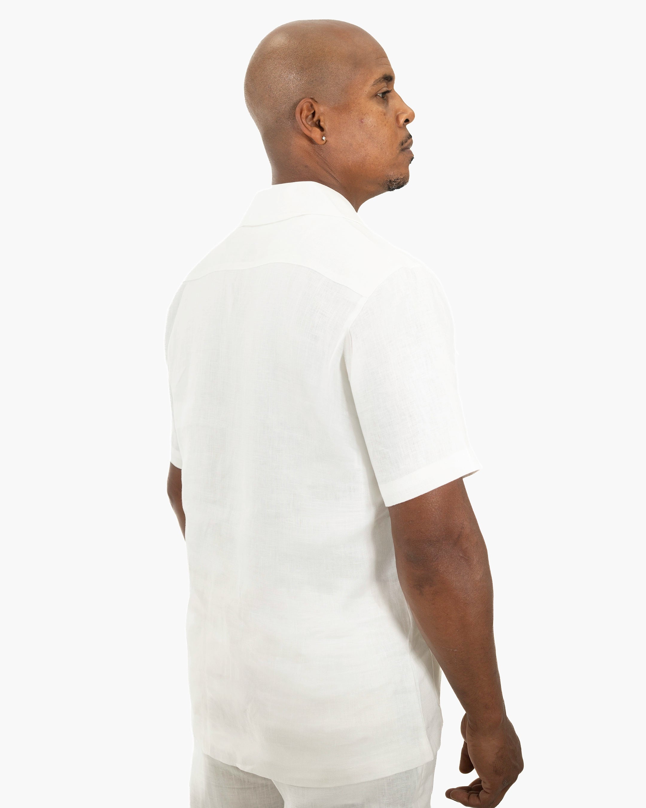 White Tailored-Fit Linen Shirt