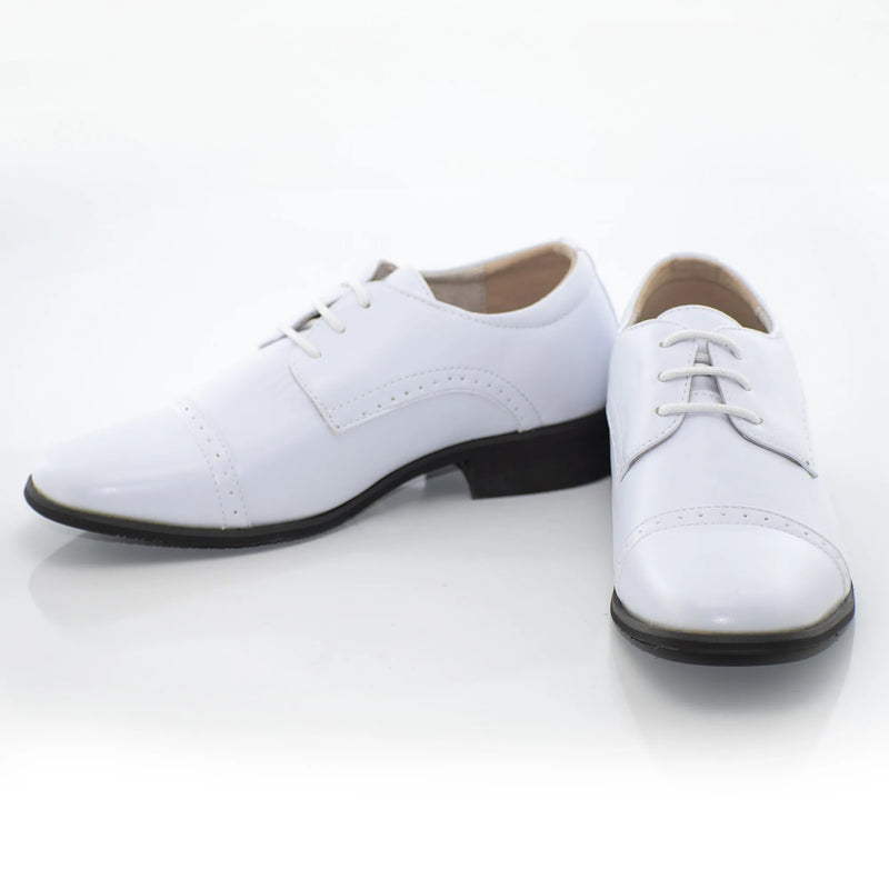 Snow White Lace up Derby Kids Cap-Toe
