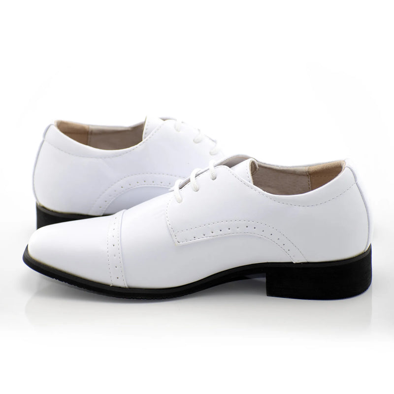 Snow White Lace up Derby Kids Cap-Toe