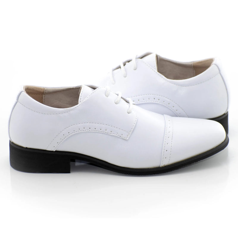 Snow White Lace up Derby Kids Cap-Toe
