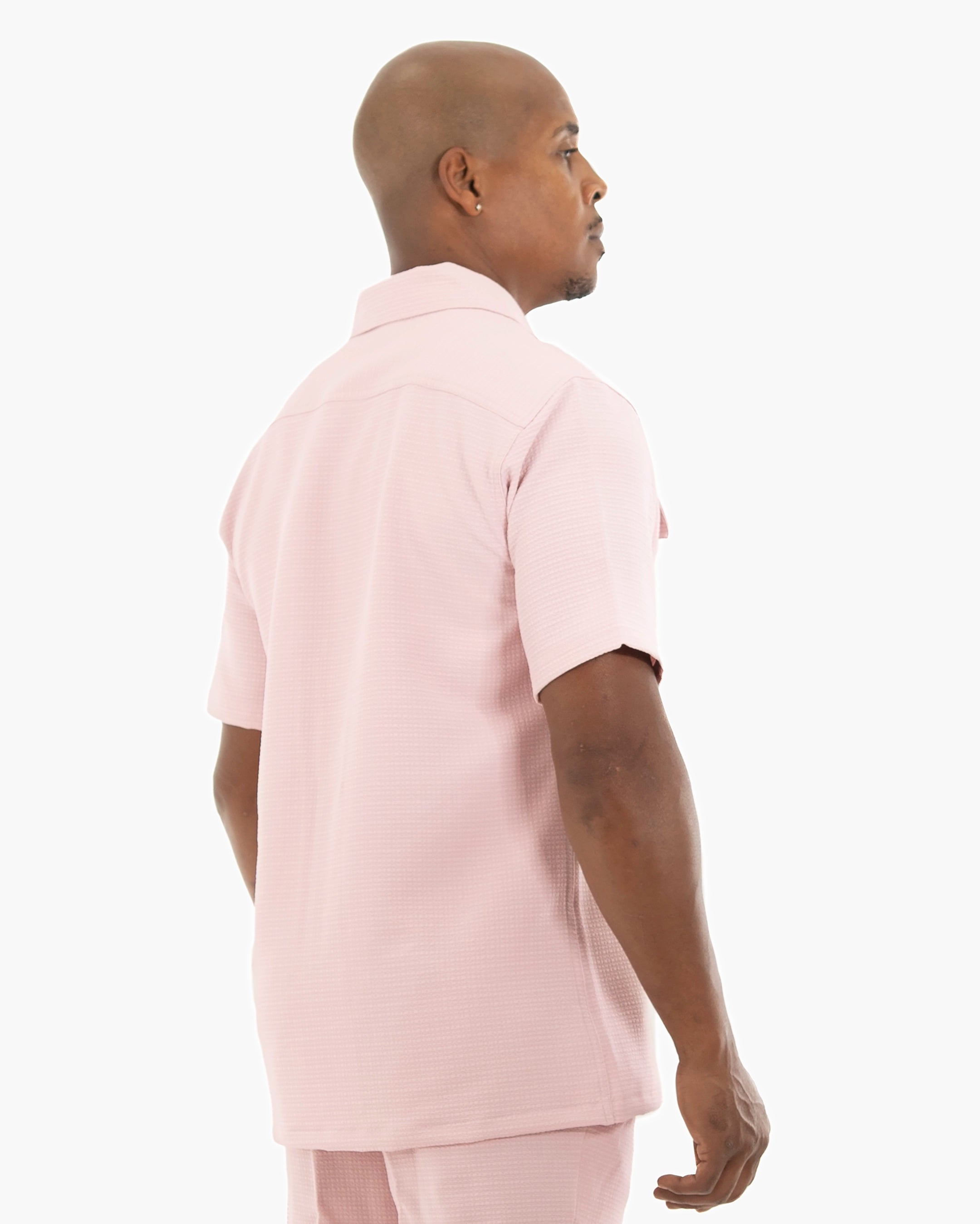 Blush Tailored-Fit Linen Textured Shirt