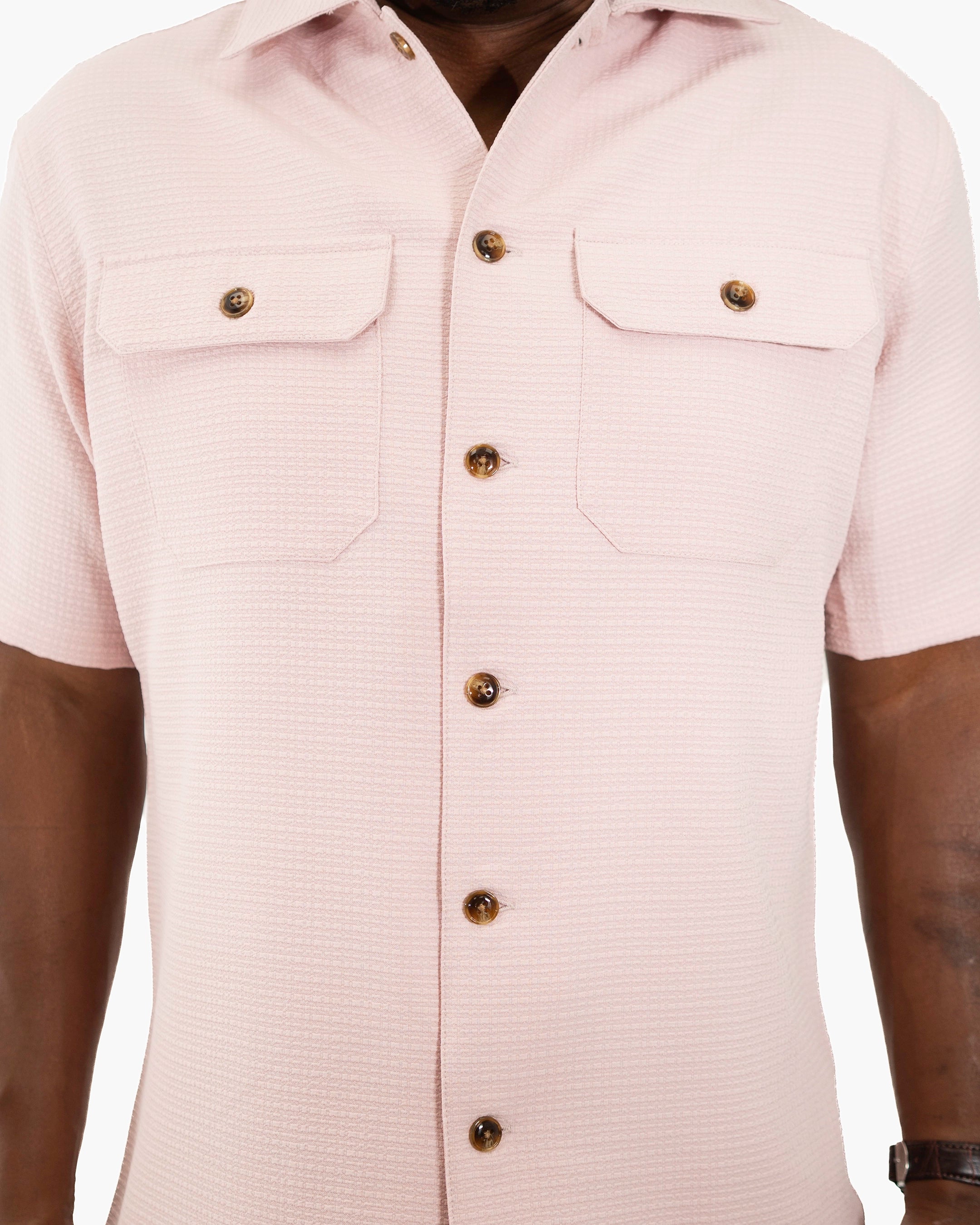 Blush Tailored-Fit Linen Textured Shirt