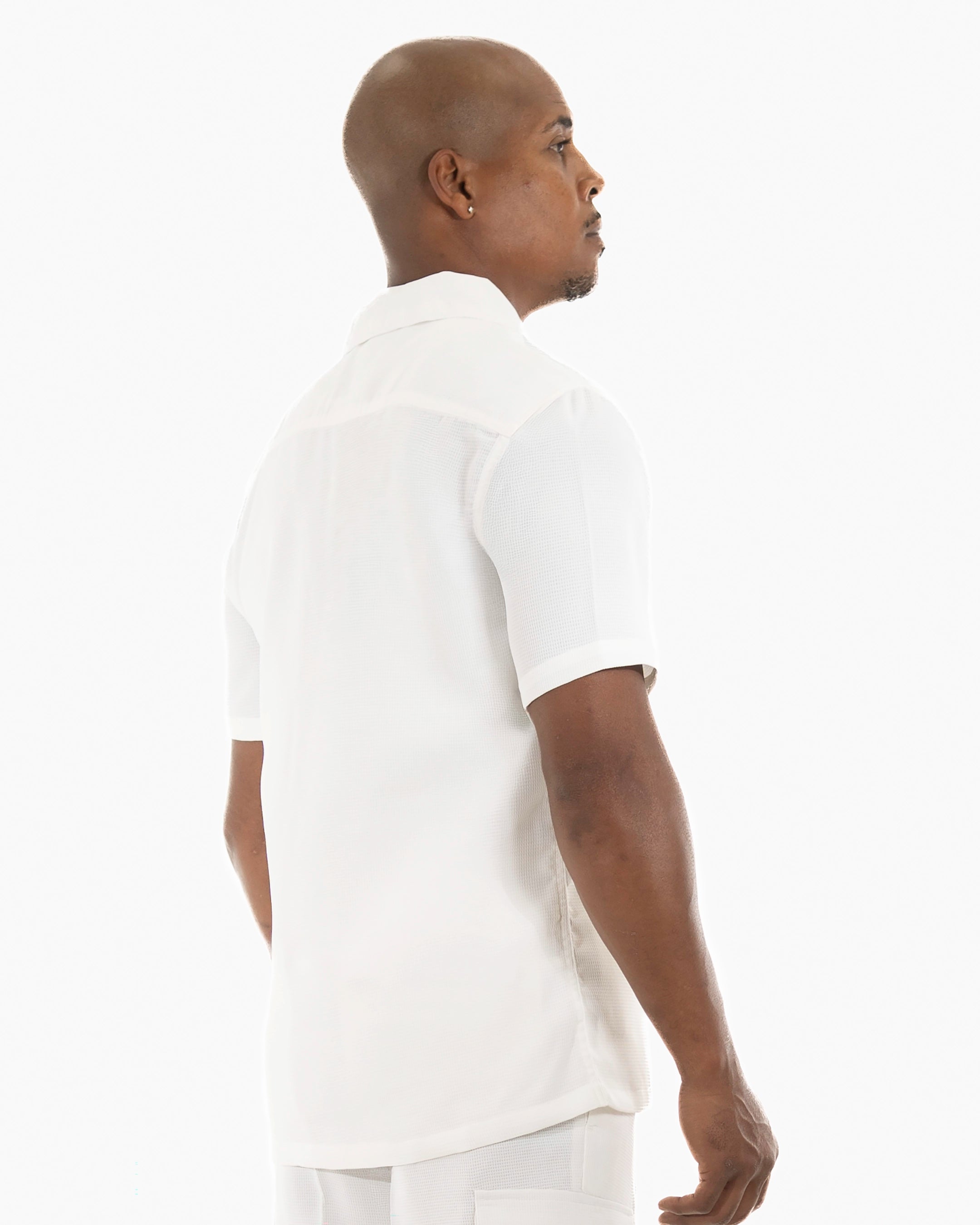 White Tailored-Fit Linen Textured Shirt