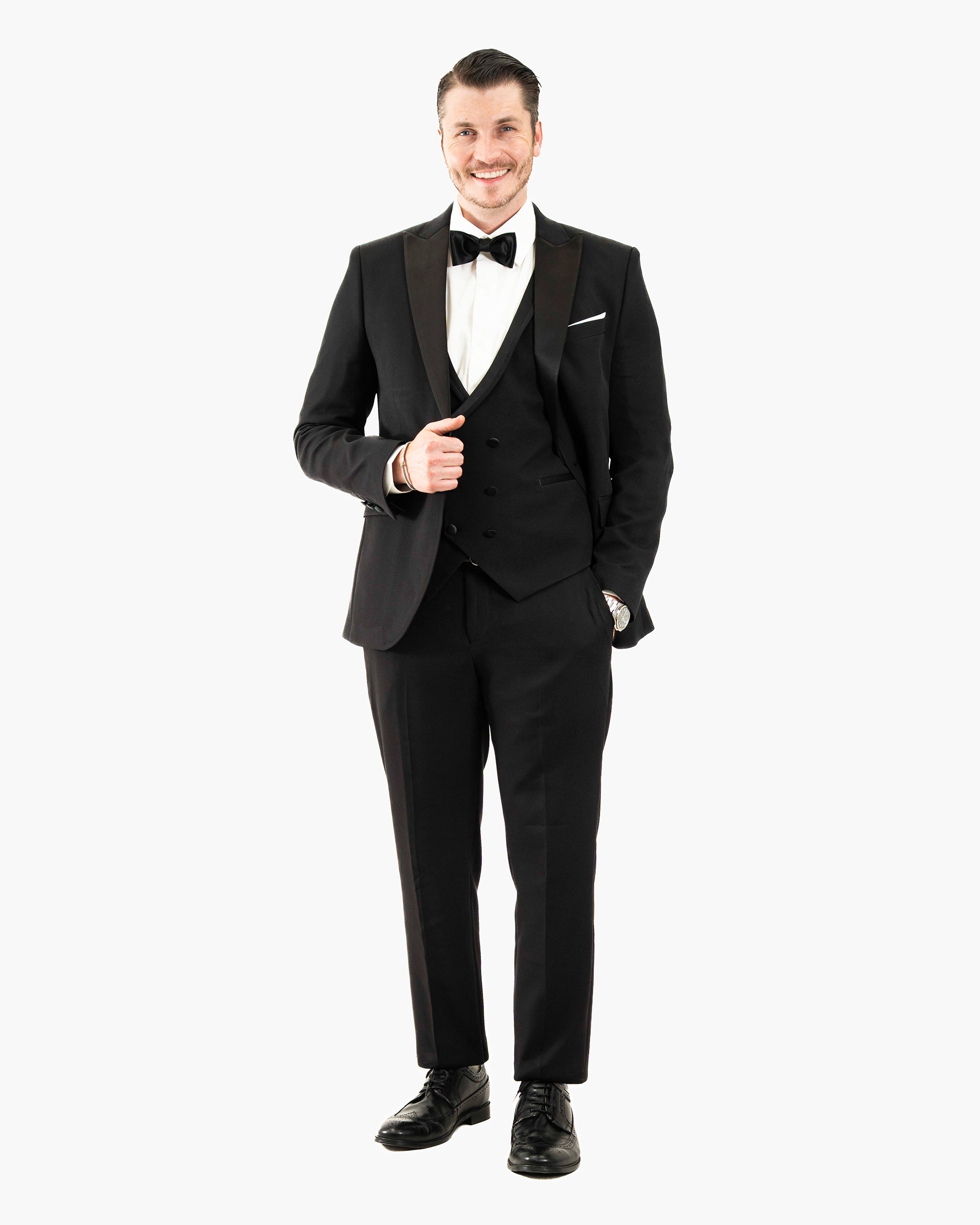 3-Piece Tailored-Fit Tuxedo with Peak Lapel