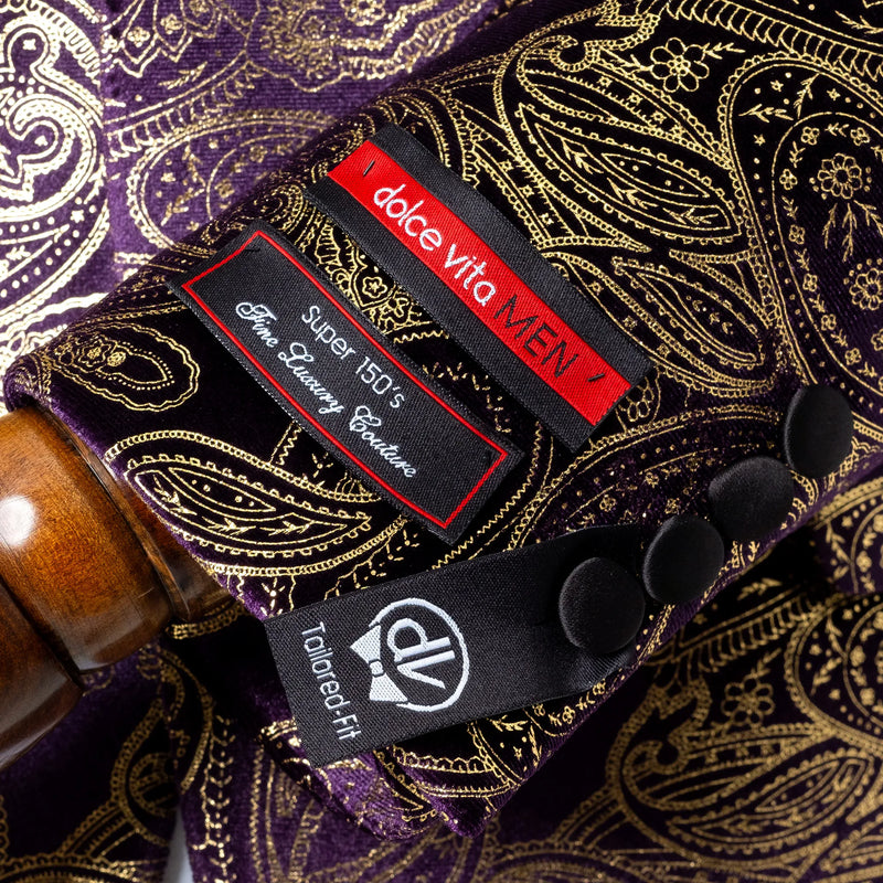 Orlando | Purple and Gold Paisley Tailored-Fit Jacket