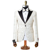 Orlando | White and Gold Paisley Tailored-Fit Jacket