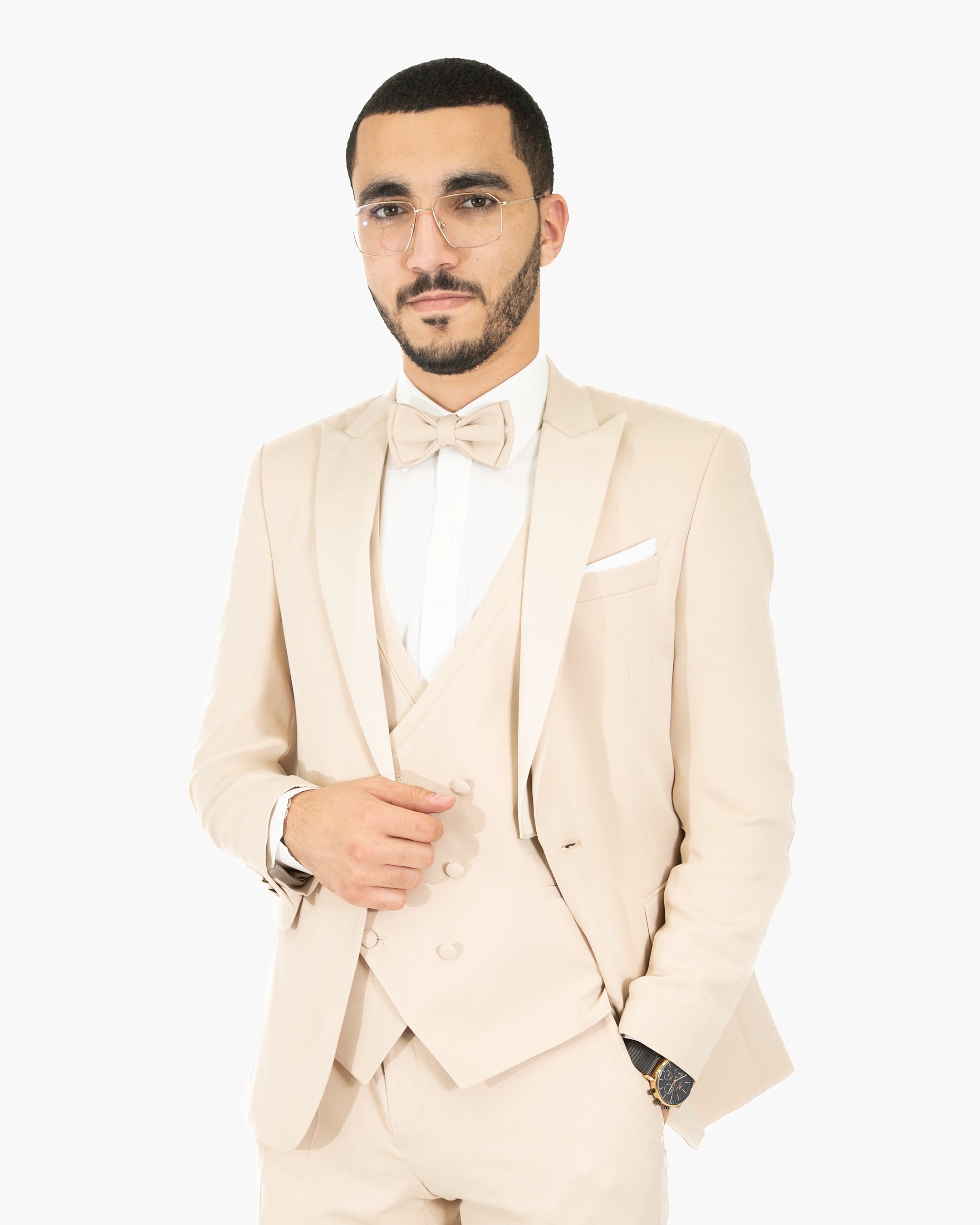 3-Piece Tailored-Fit Tuxedo with Peak Lapel
