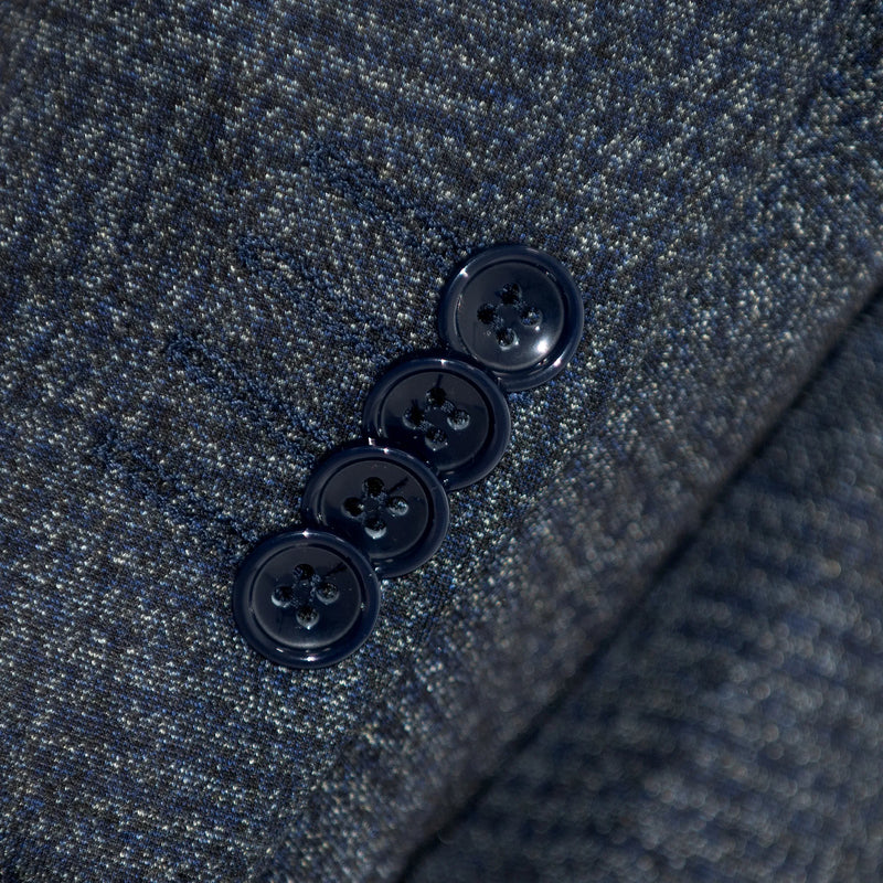 Navy Blue Stretch Plaid 2-Piece Slim-Fit Suit