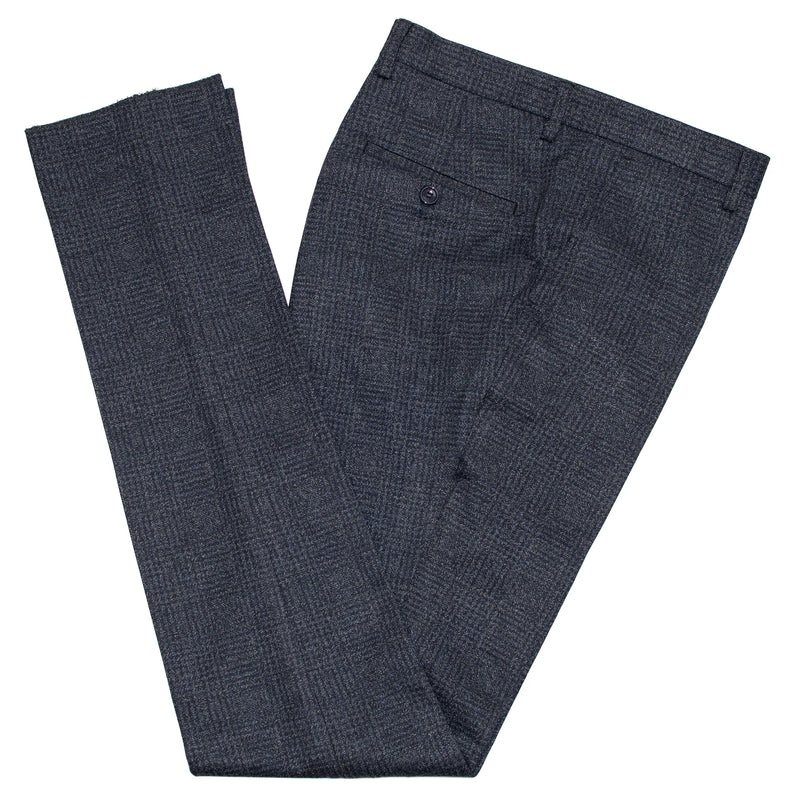 Navy Blue Stretch Plaid 2-Piece Slim-Fit Suit