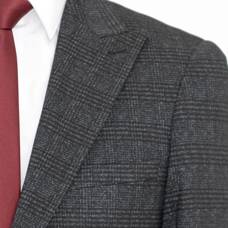 Black Stretch Plaid 2-Piece Slim-Fit Suit