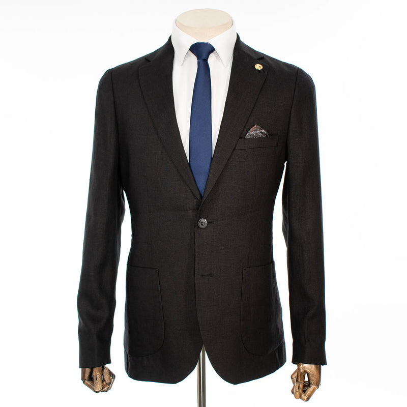 Black 2-Piece Slim-Fit Linen Suit