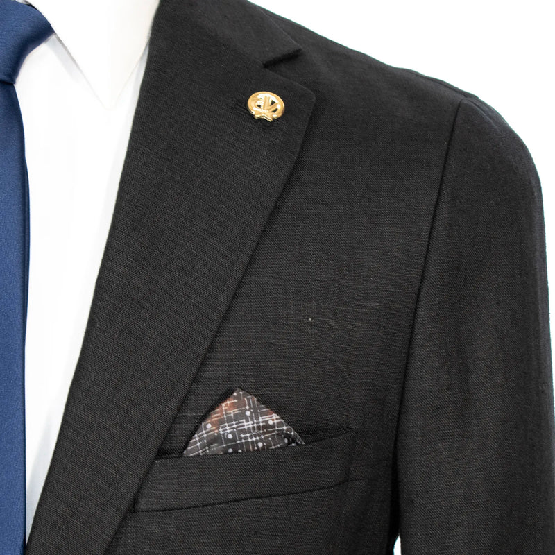 Black 2-Piece Slim-Fit Linen Suit