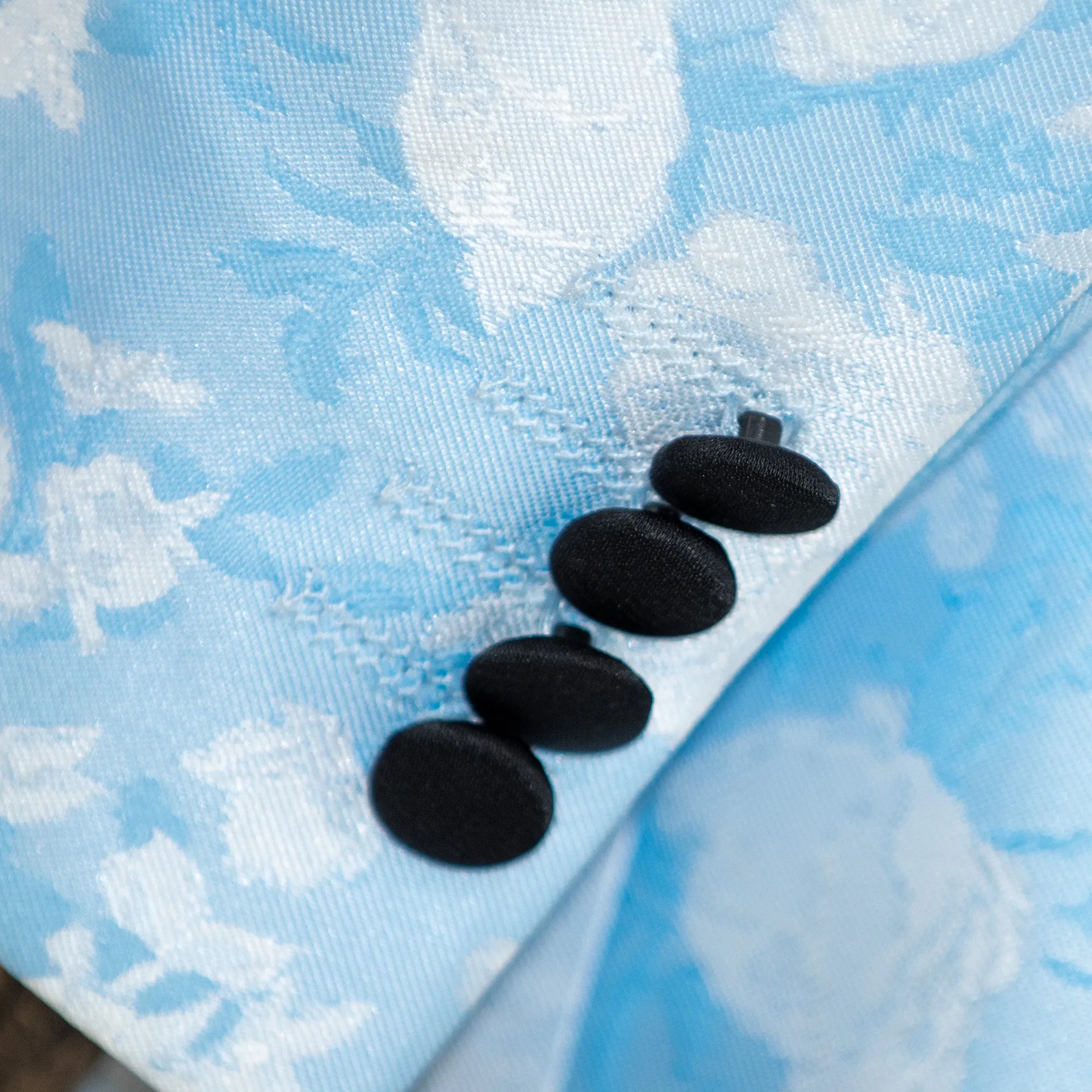 Light Blue Floral Slim-Fit Tuxedo Jacket