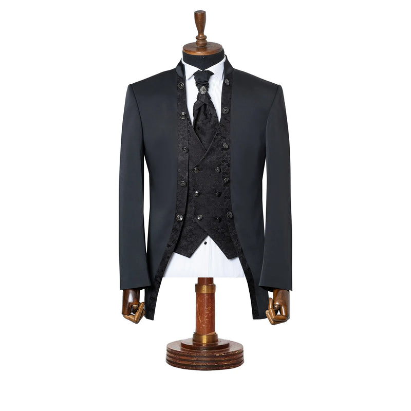 Alistair | Black Floral 3-Piece Slim-Fit Western Tuxedo