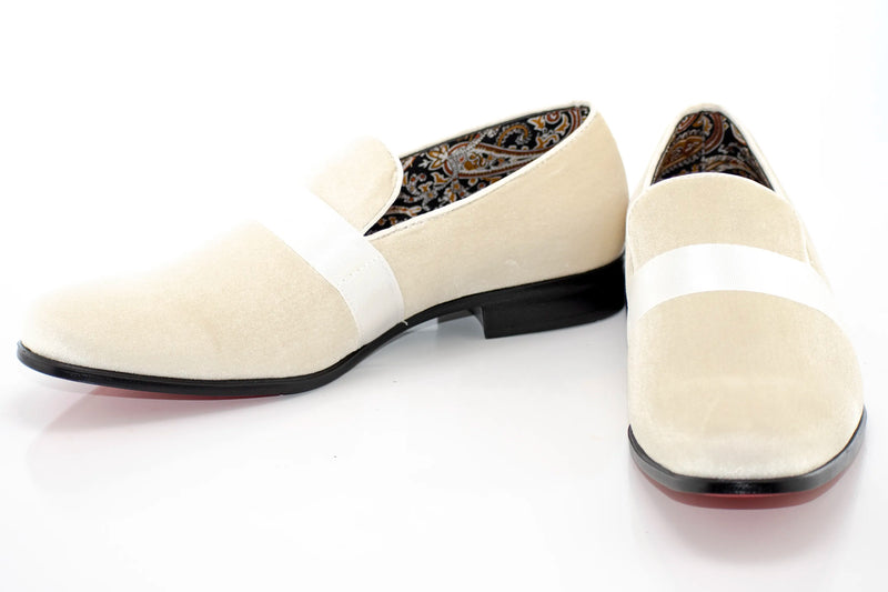 Ivory Velvet Smoking Loafer