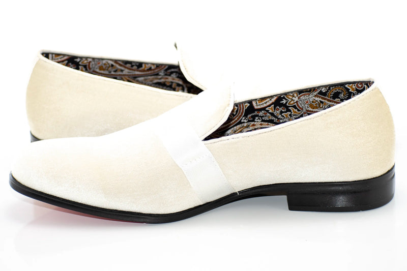 Ivory Velvet Smoking Loafer
