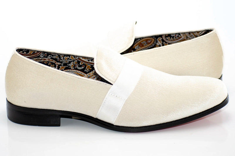 Ivory Velvet Smoking Loafer