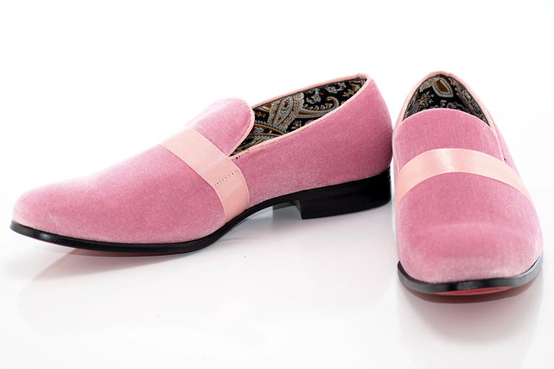 Light Pink Velvet Smoking Loafer