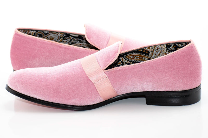 Light Pink Velvet Smoking Loafer