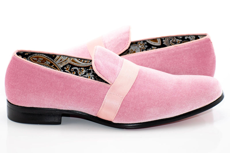 Light Pink Velvet Smoking Loafer