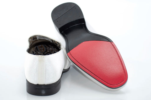 White Velvet Smoking Loafer Dress Shoes