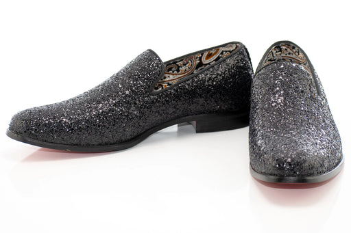 Black Glitter Smoking Loafer