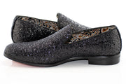 Black Glitter Smoking Loafer