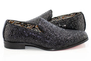 Black Glitter Smoking Loafer