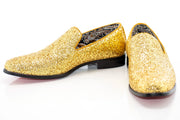 Gold Glitter Smoking Loafer