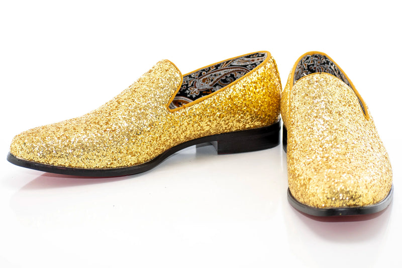 Gold Glitter Smoking Loafer