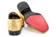 Gold Glitter Smoking Loafer