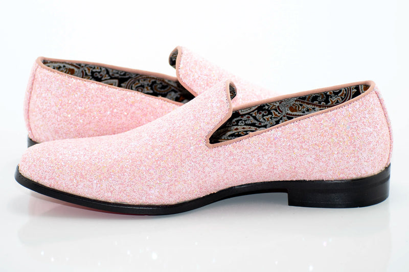 Light Pink Glitter Smoking Loafer