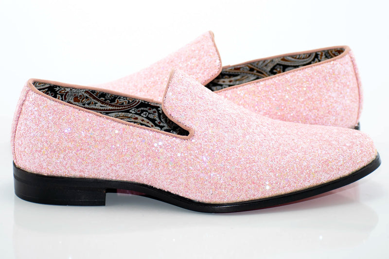 Light Pink Glitter Smoking Loafer
