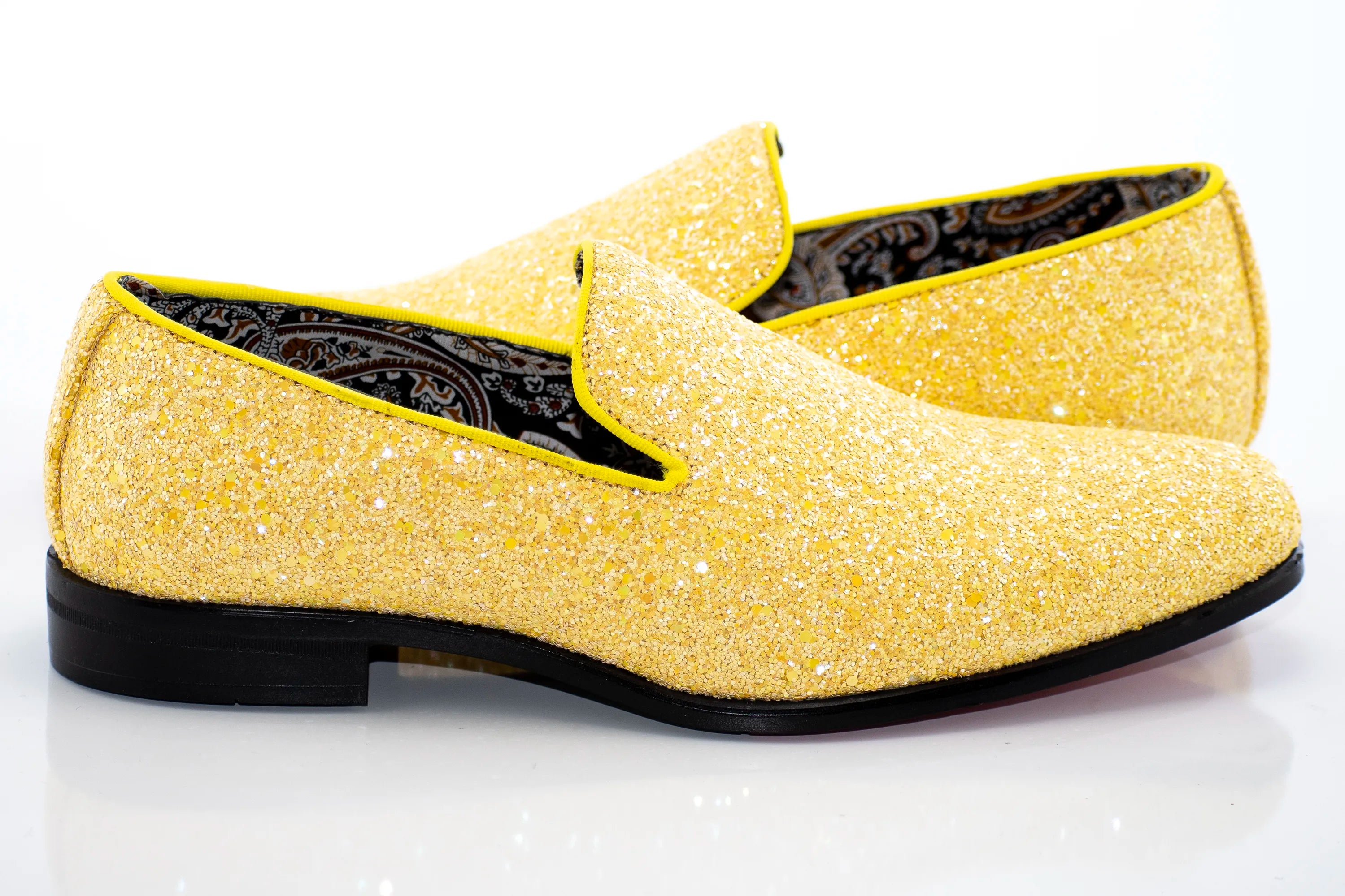 Yellow Glitter Smoking Loafer