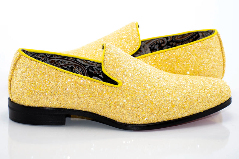 Yellow Glitter Smoking Loafer