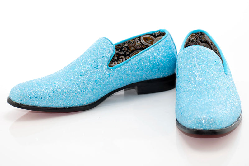 Light Blue Glitter Smoking Loafer