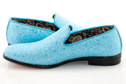 Light Blue Glitter Smoking Loafer
