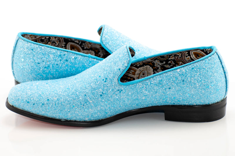 Light Blue Glitter Smoking Loafer