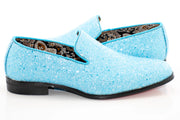 Light Blue Glitter Smoking Loafer