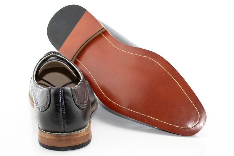 Gray Cap-Top Lace-Up Dress Shoes