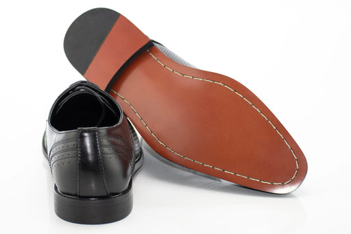 Black Pattern Perforated Dress Lace-Ups