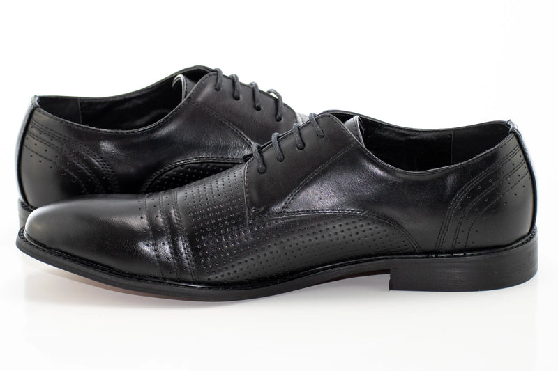 Black Pattern Perforated Dress Lace-Ups